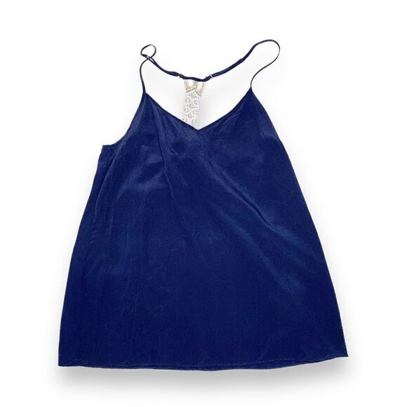 Lilly Pulitzer Navy Silk Macrame Crochet Back Dusk Top Racerback Women’s Size XS - Picture 2 of 9